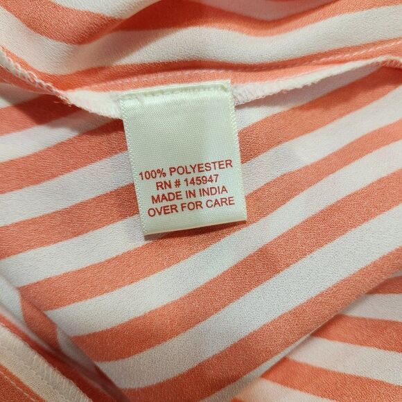 True Destiny Womens Striped Orange White Blouse Size L NWT - Picture 10 of 11